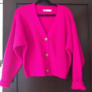 zara fuchsia cardigan